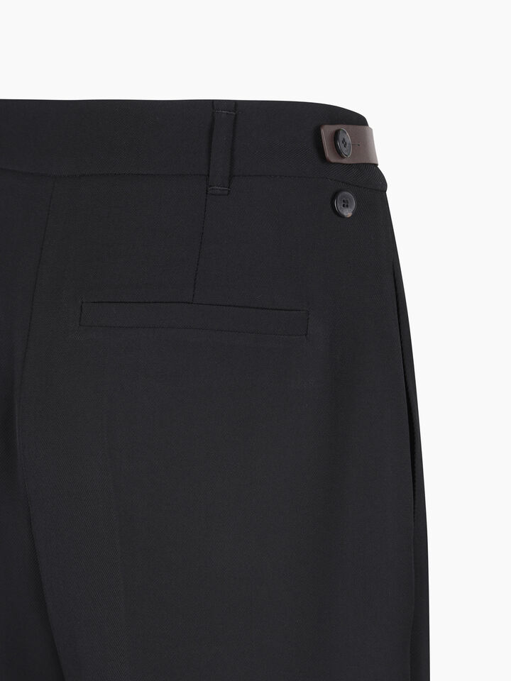 Black low-waisted trousers with belt - sisley k regular trousers - Black | Sisley K image number 4